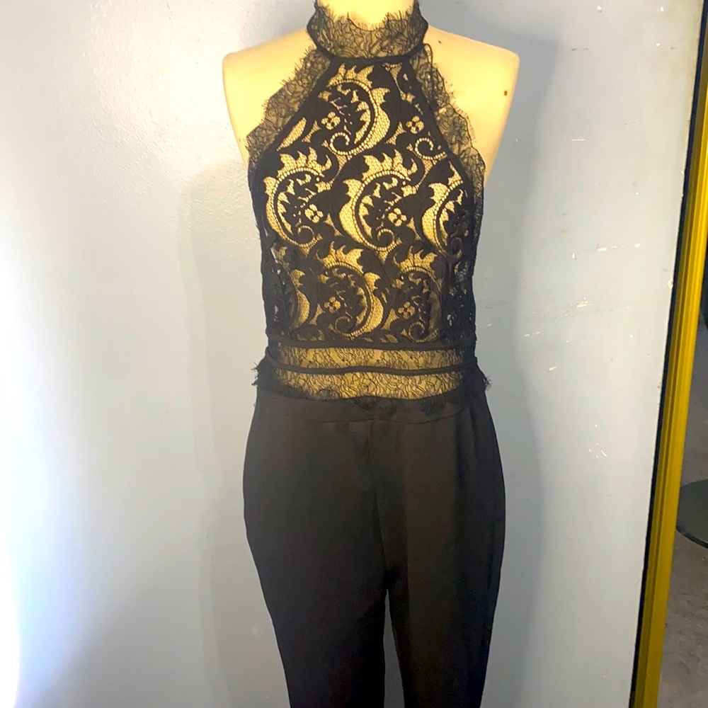 Black jumpsuit with lace top